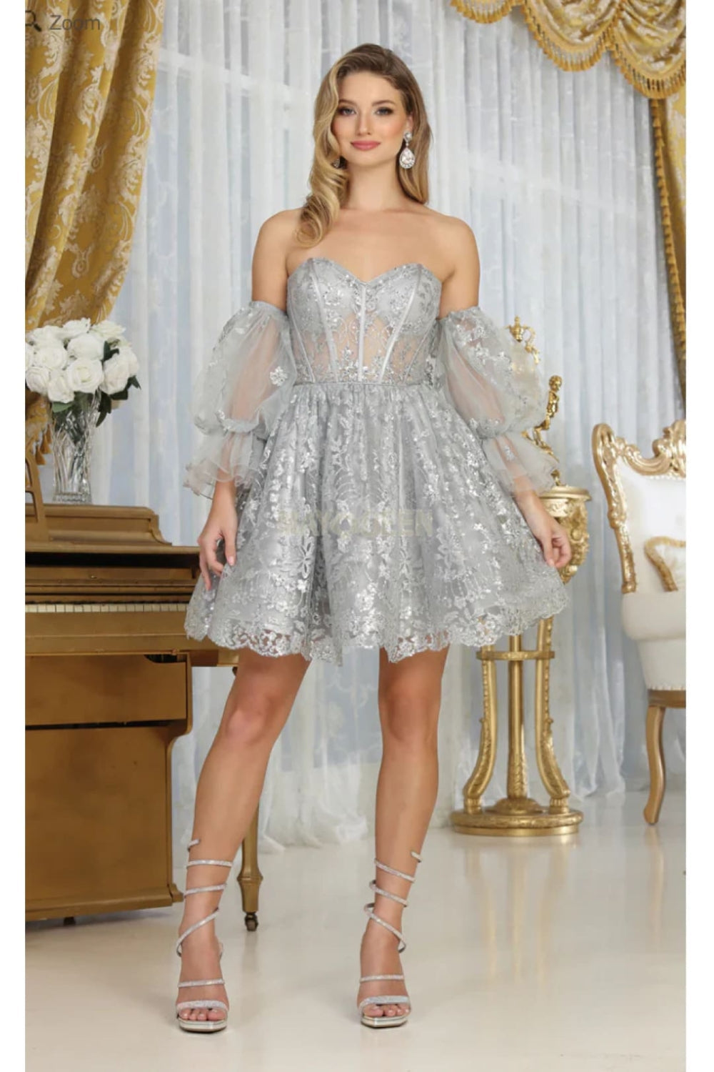 Vestido Corto de Cóctel May Queen MQ2041 - SILVER