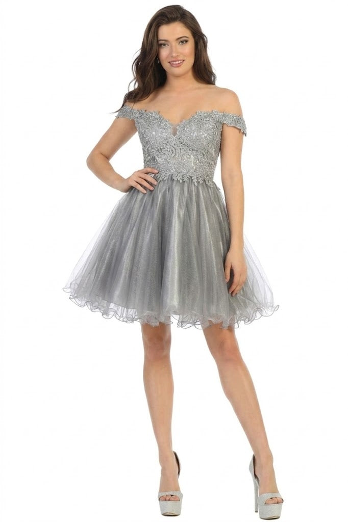 Vestido Corto de Cóctel May Queen MQ1663 - SILVER