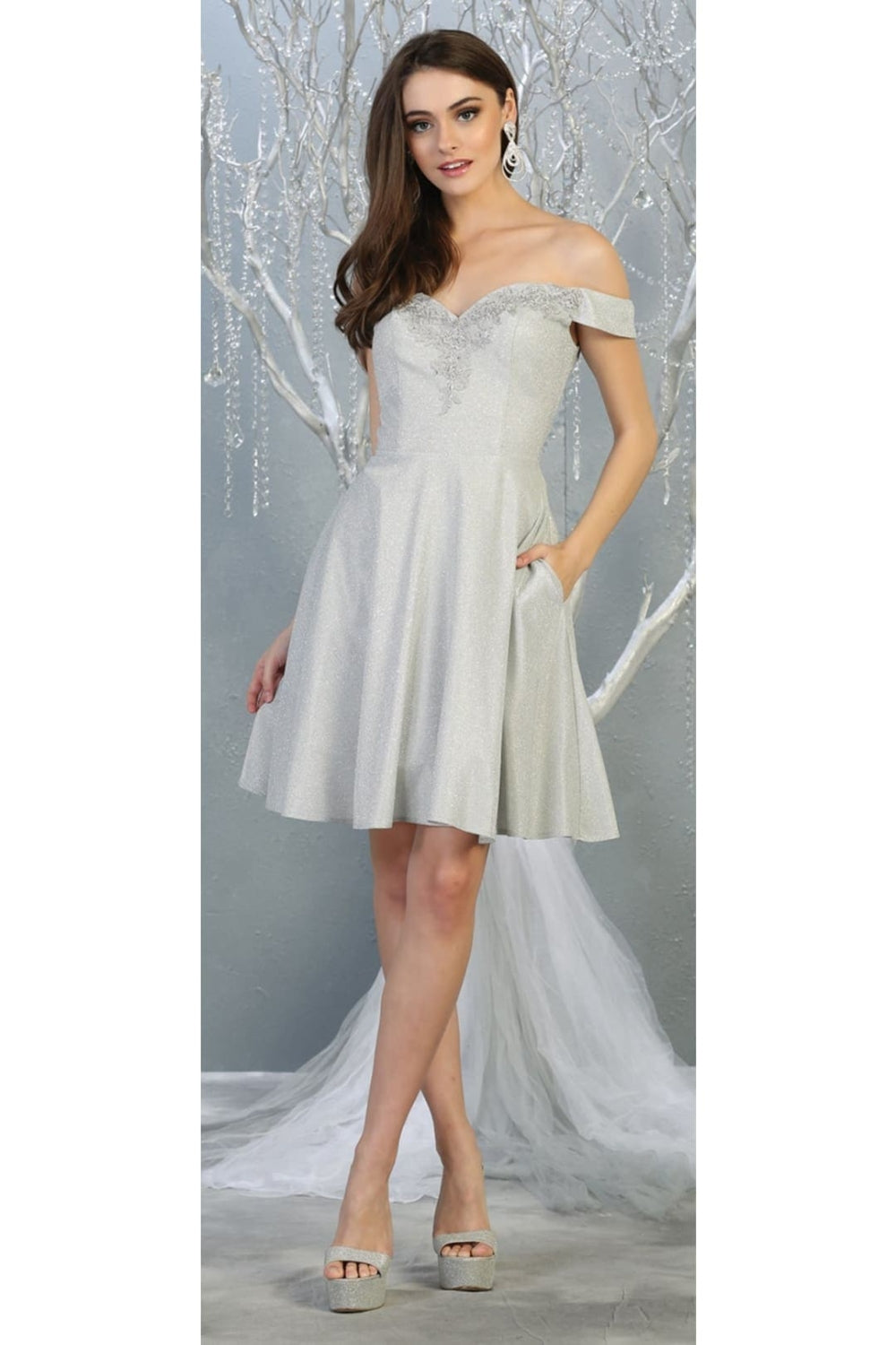 Vestido Corto de Cóctel May Queen MQ1788 - SILVER