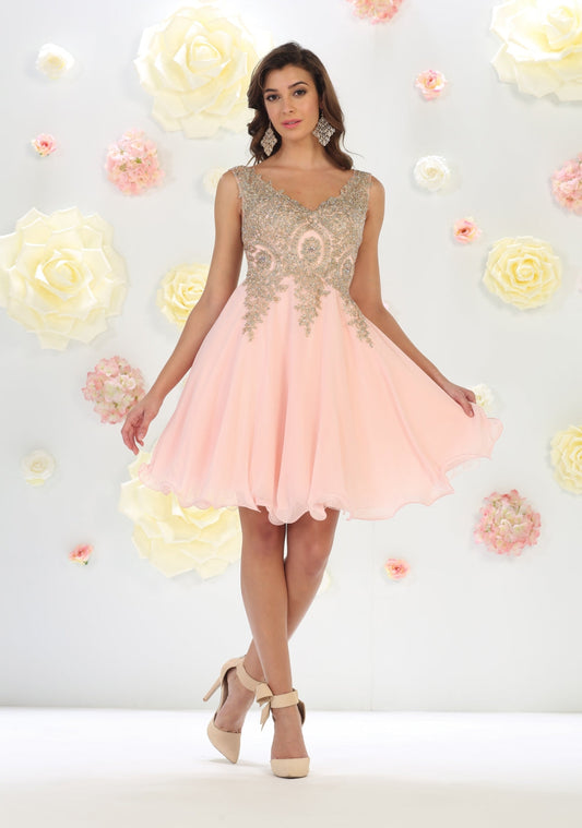 Vestido Corto de Cóctel May Queen MQ1417 - BLUSH