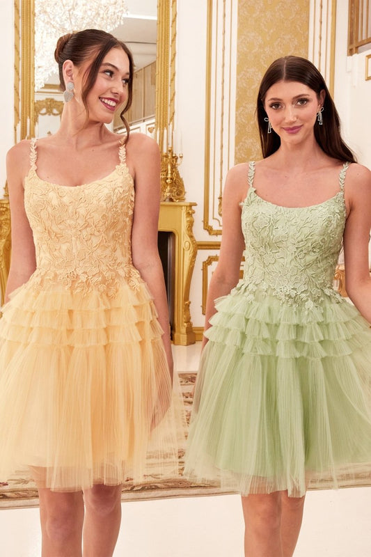 Vestido corto plisado corte A de encaje 9310