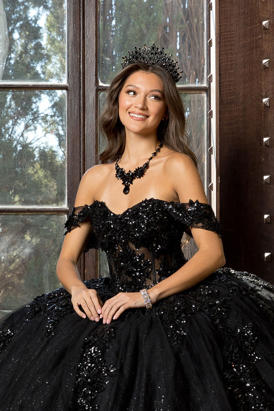Vestido de XV strapless con mangas desmontables en talla plus PQ1070