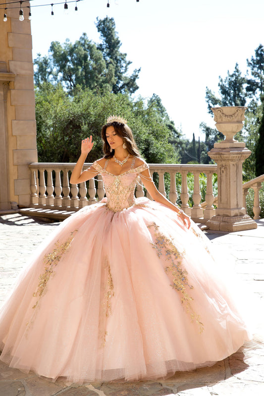 Vestido de XV con halter de pedrería desmontable PQ1076