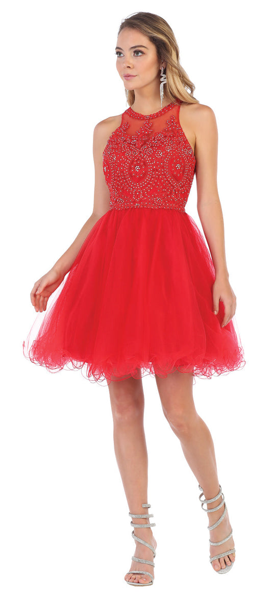 Vestido Corto de Cóctel May Queen MQ1643 - RED