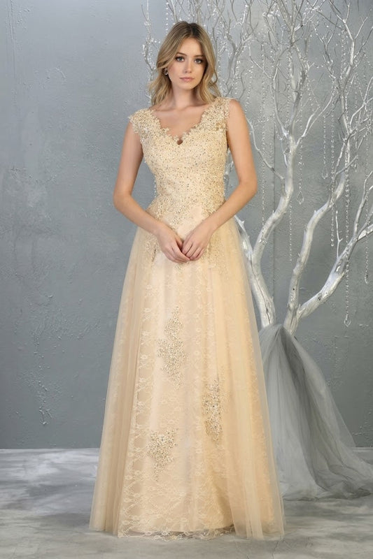 Vestido de Dama de Honor May Queen MQ1799 - CHAMPAGNE