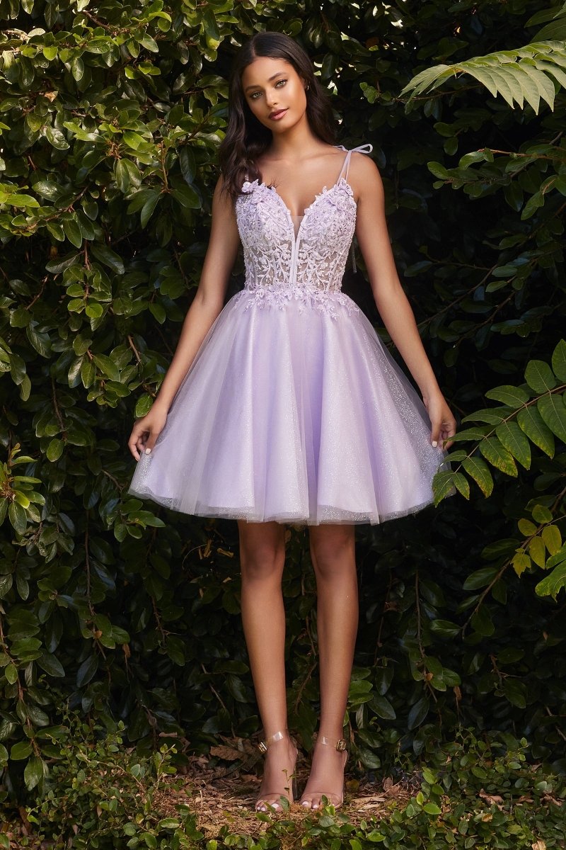 Vestido corto corte A de encaje CD0188
