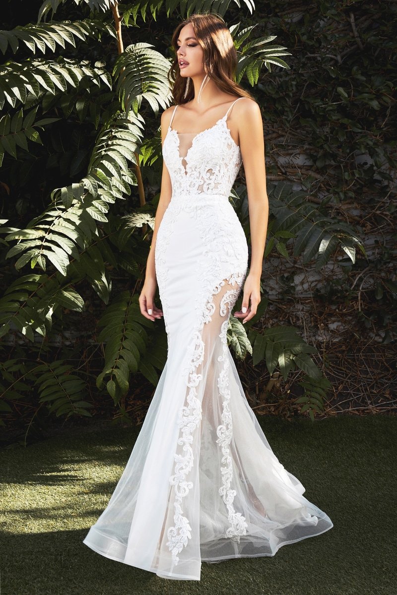 Vestido de novia corte sirena de encaje bordado con corset CD937W