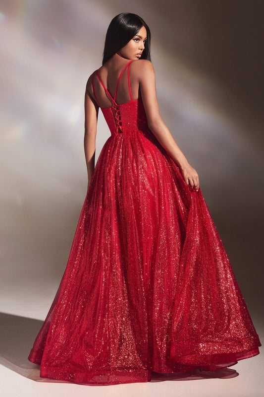 Vestido de gala largo con brillos y corset CD996