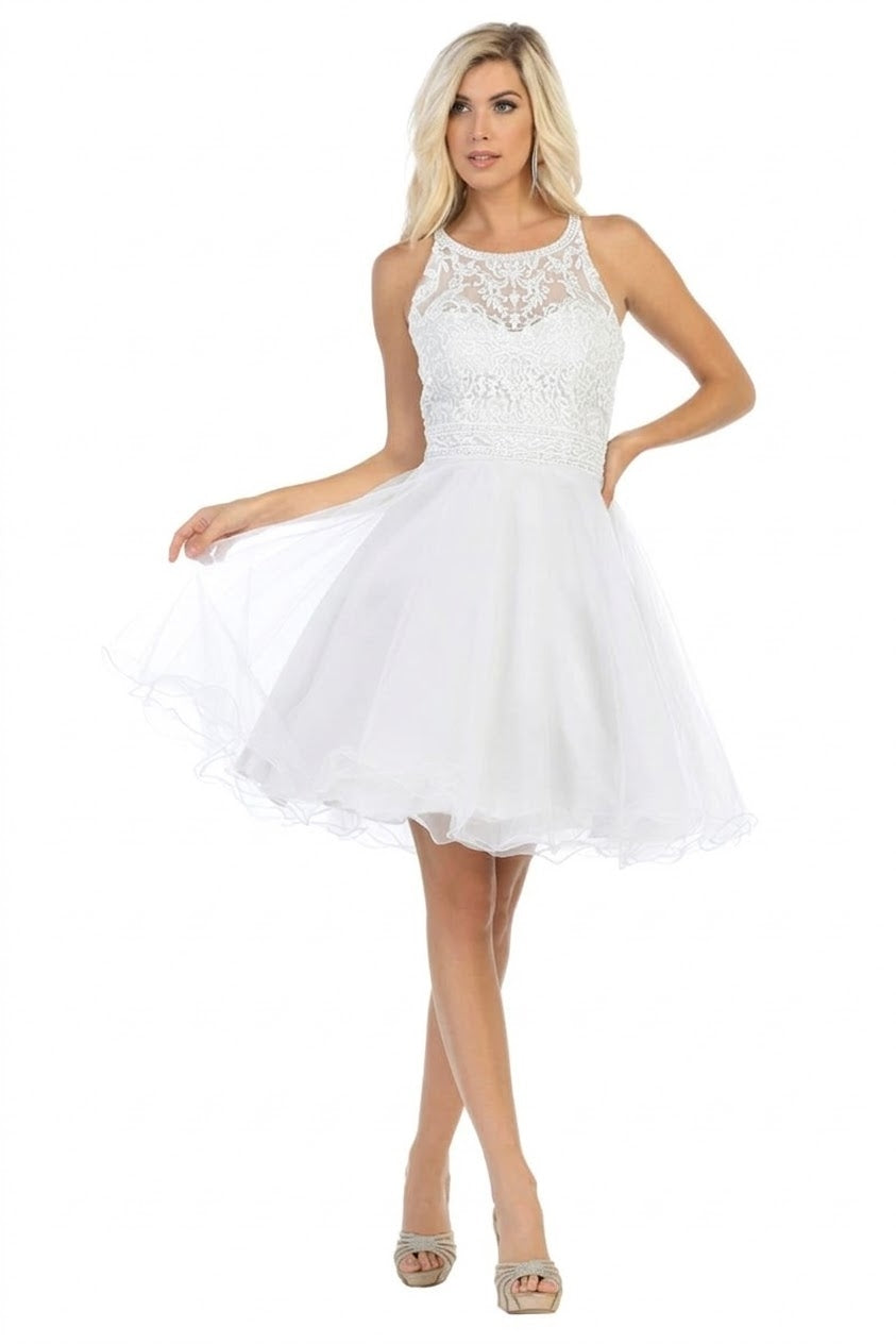 Vestido Corto de Cóctel May Queen MQ1658 - WHITE