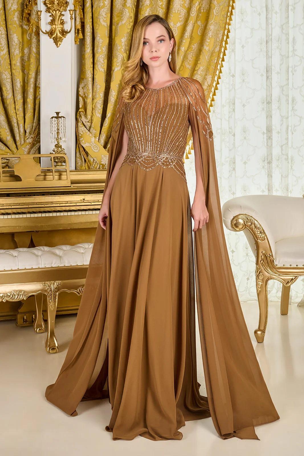 Vestido para Mamá de la Novia GLS by Gloria GL3785 - LIGHT BROWN