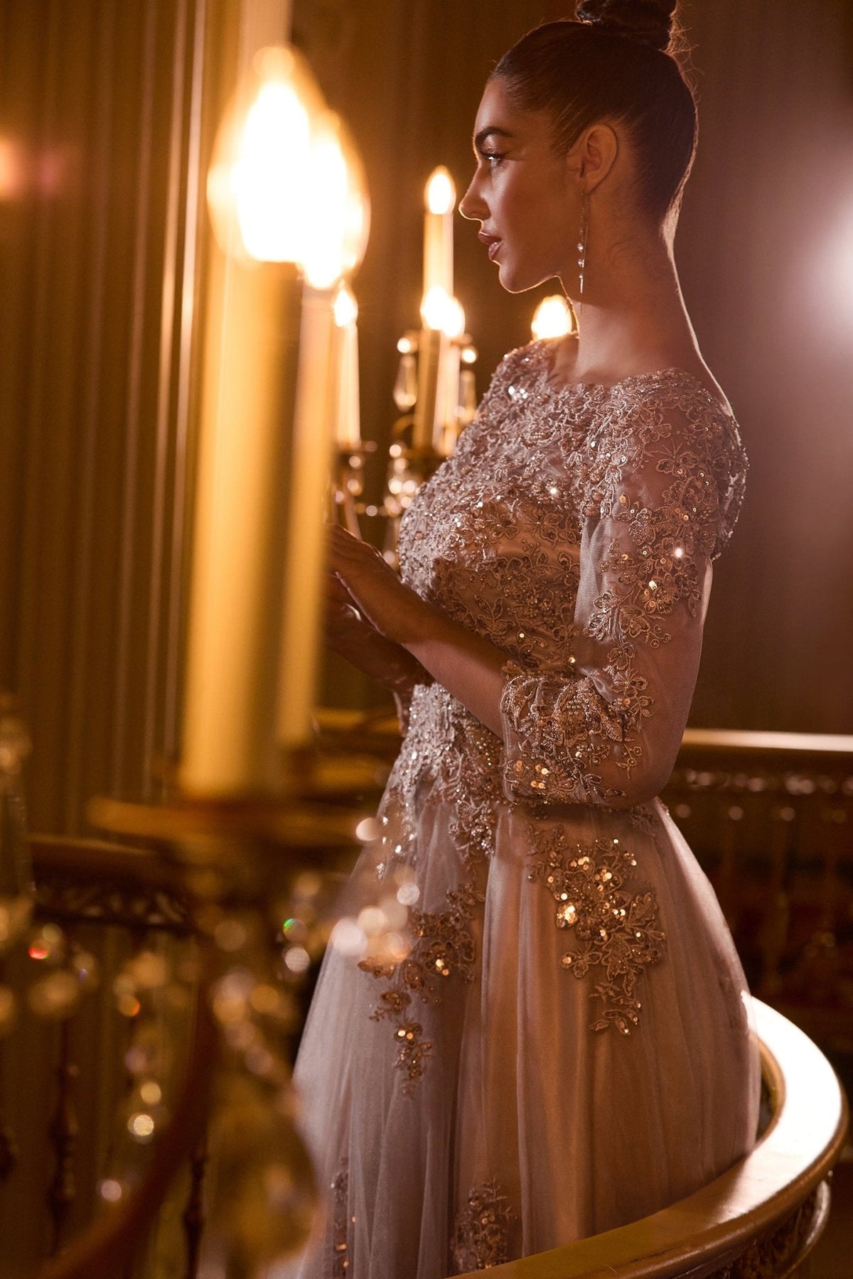 Vestido de gala largo de encaje J883