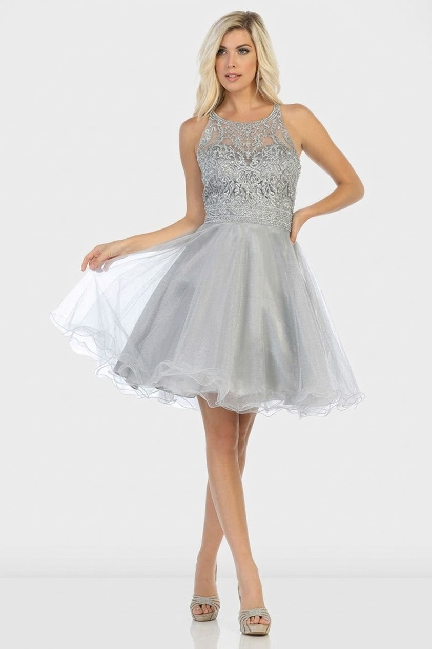 Vestido Corto de Cóctel May Queen MQ1658 - SILVER
