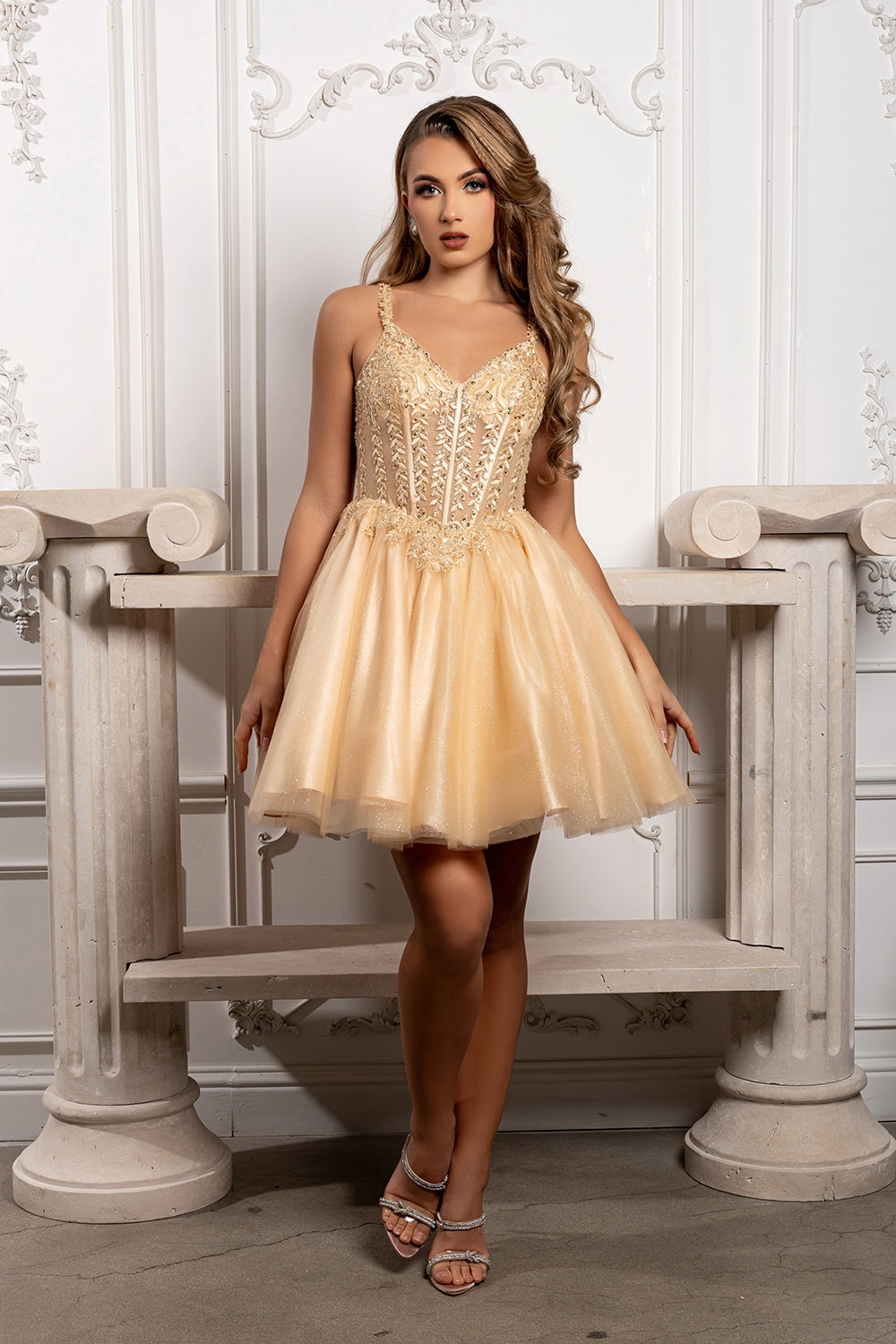 Vestido Corto de Cóctel May Queen MQ2231 - CHAMPAGNE