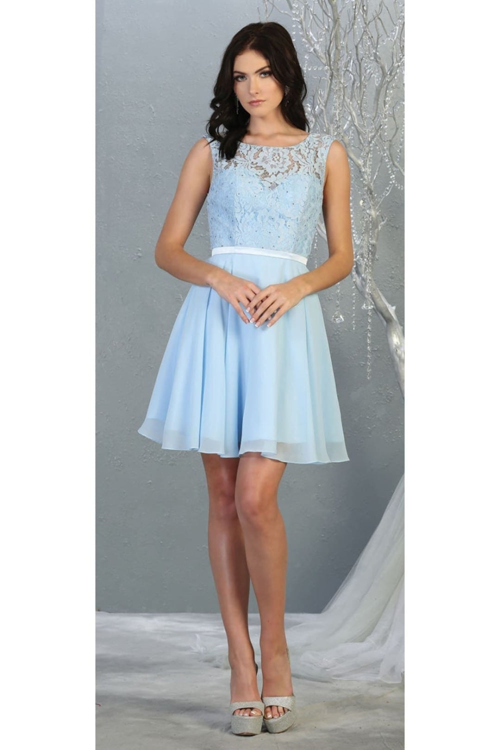Vestido Corto de Cóctel May Queen MQ1814 - BABY BLUE
