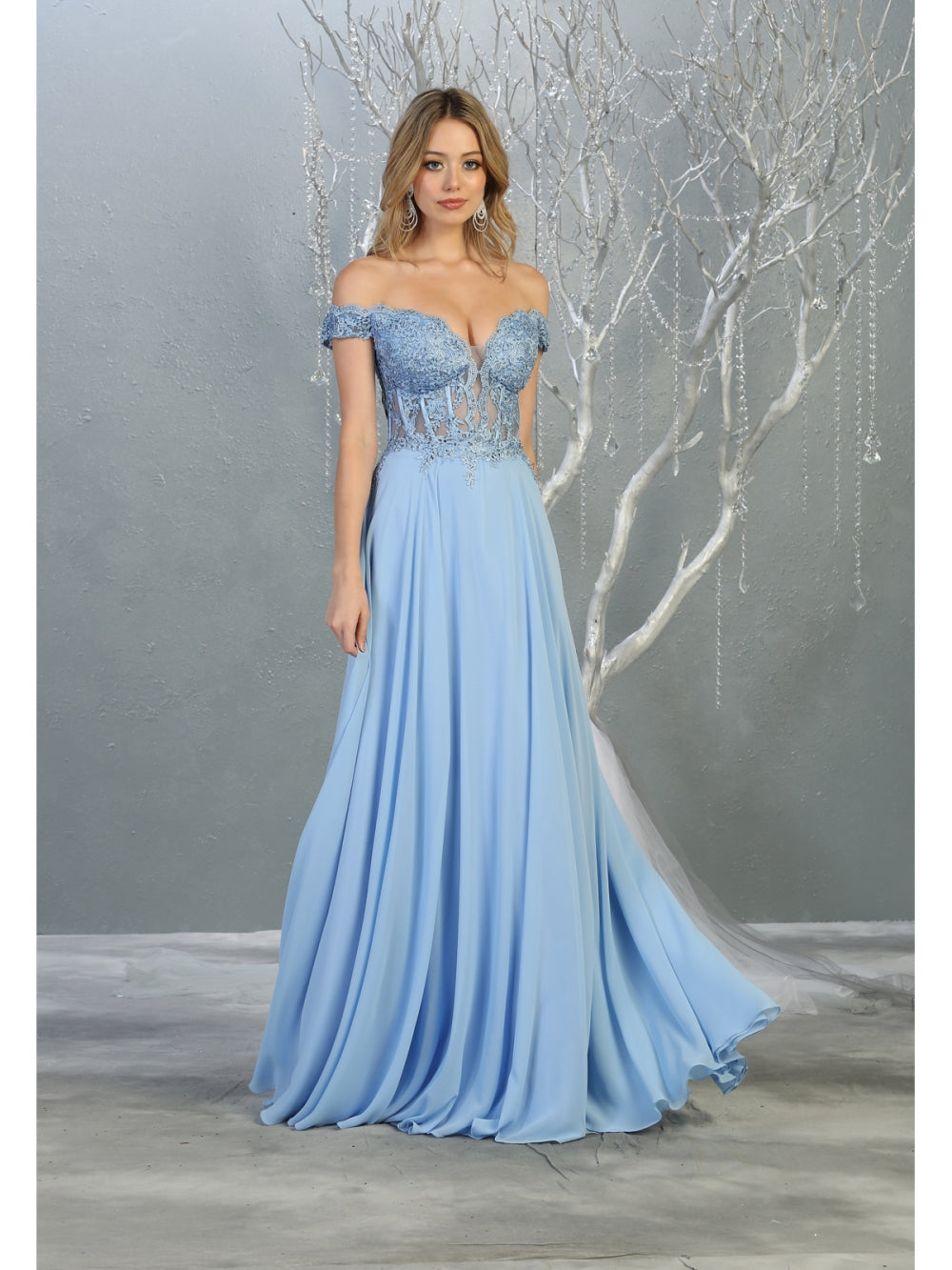 Vestido de Dama de Honor May Queen MQ1714 - PERRY BLUE