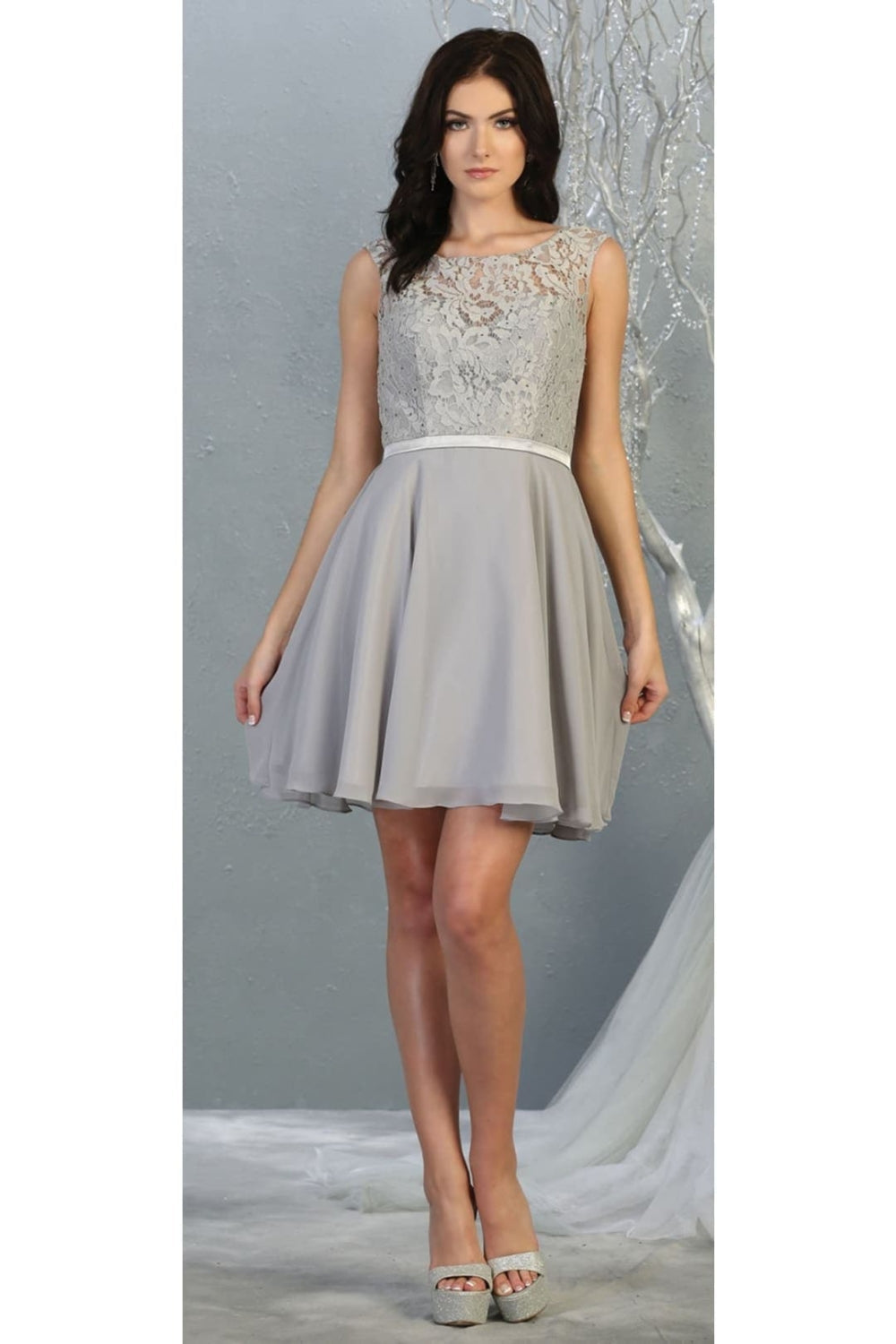 Vestido Corto de Cóctel May Queen MQ1814 - SILVER