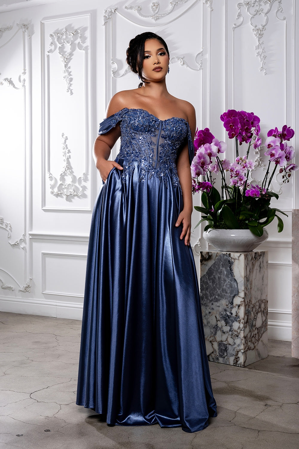 Vestido de Dama de Honor May Queen MQ2240 - MIDNIGHT BLUE
