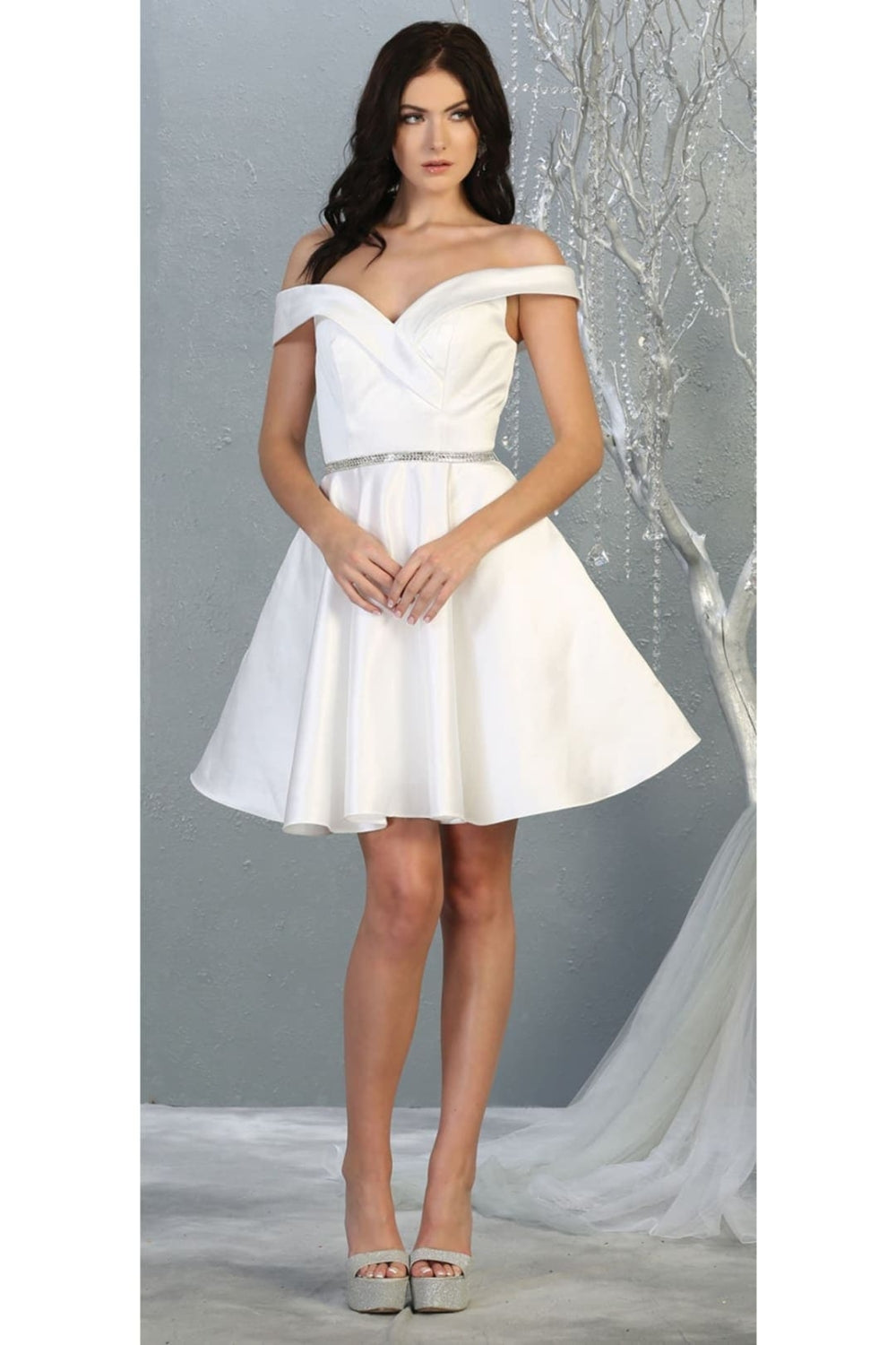 Vestido Corto de Cóctel May Queen MQ1815 - WHITE