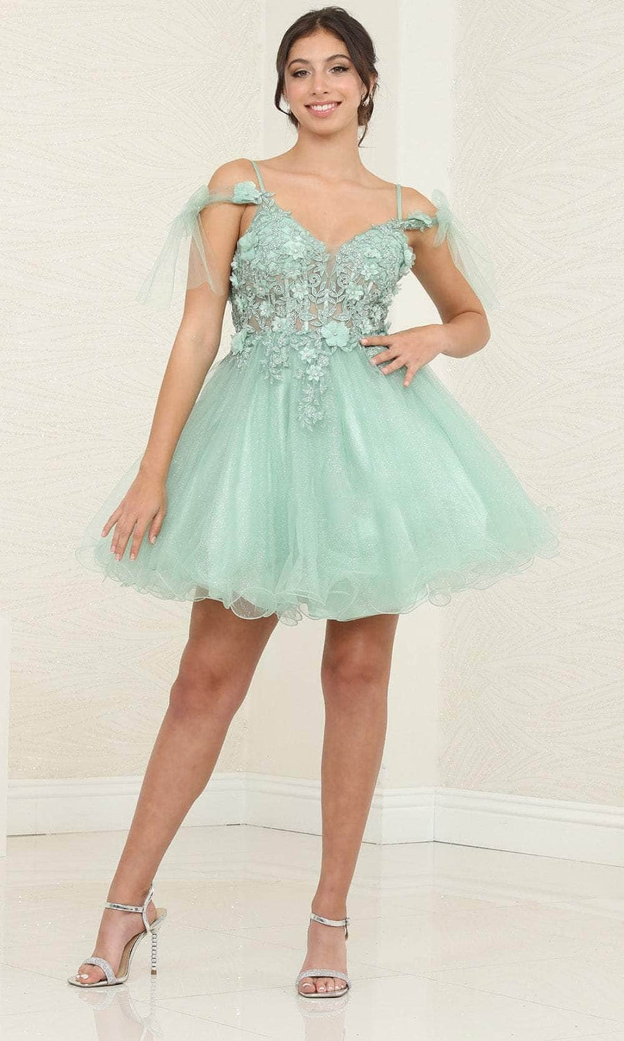 Vestido Corto de Cóctel May Queen MQ2066 - SAGE