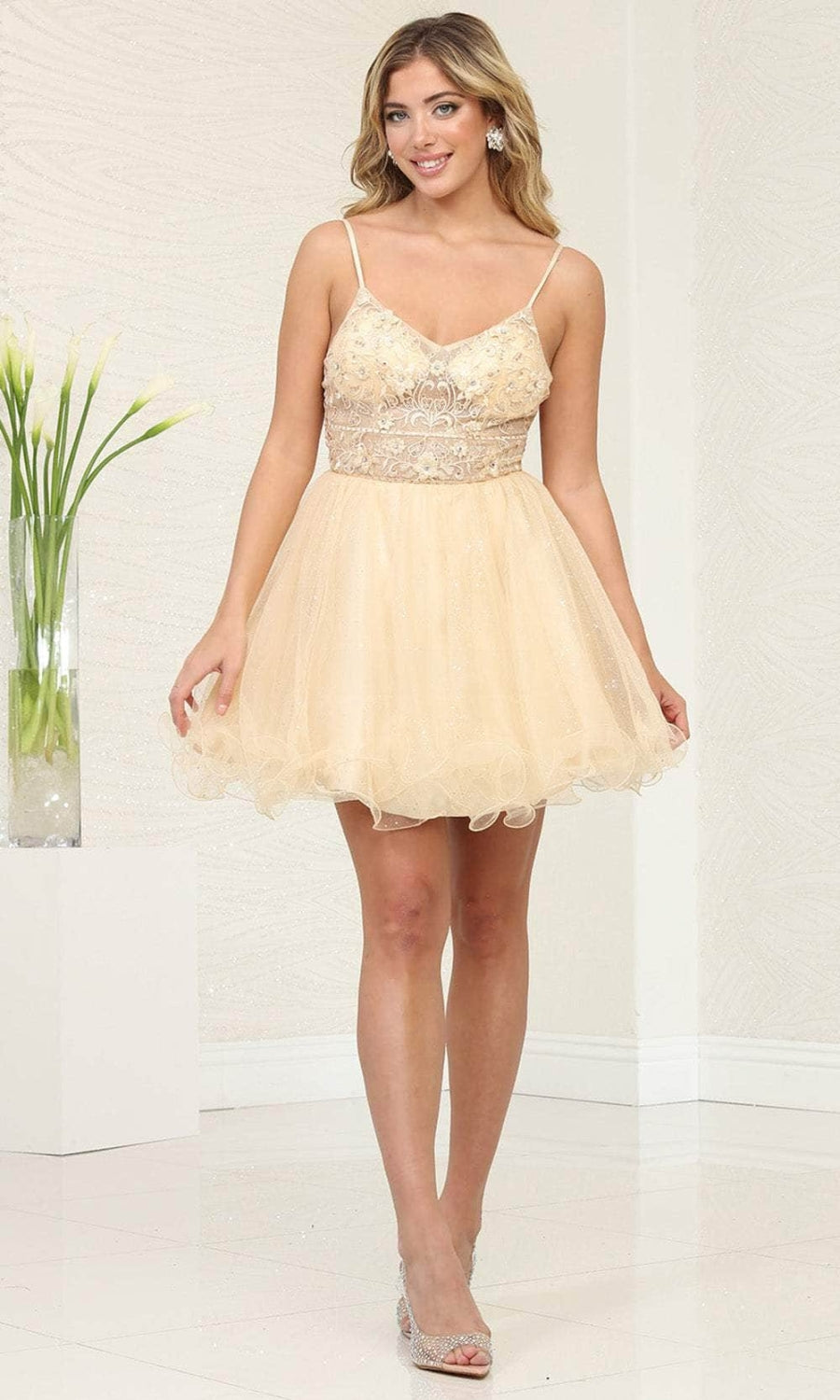 Vestido Corto de Cóctel May Queen MQ2067 - CHAMPAGNE