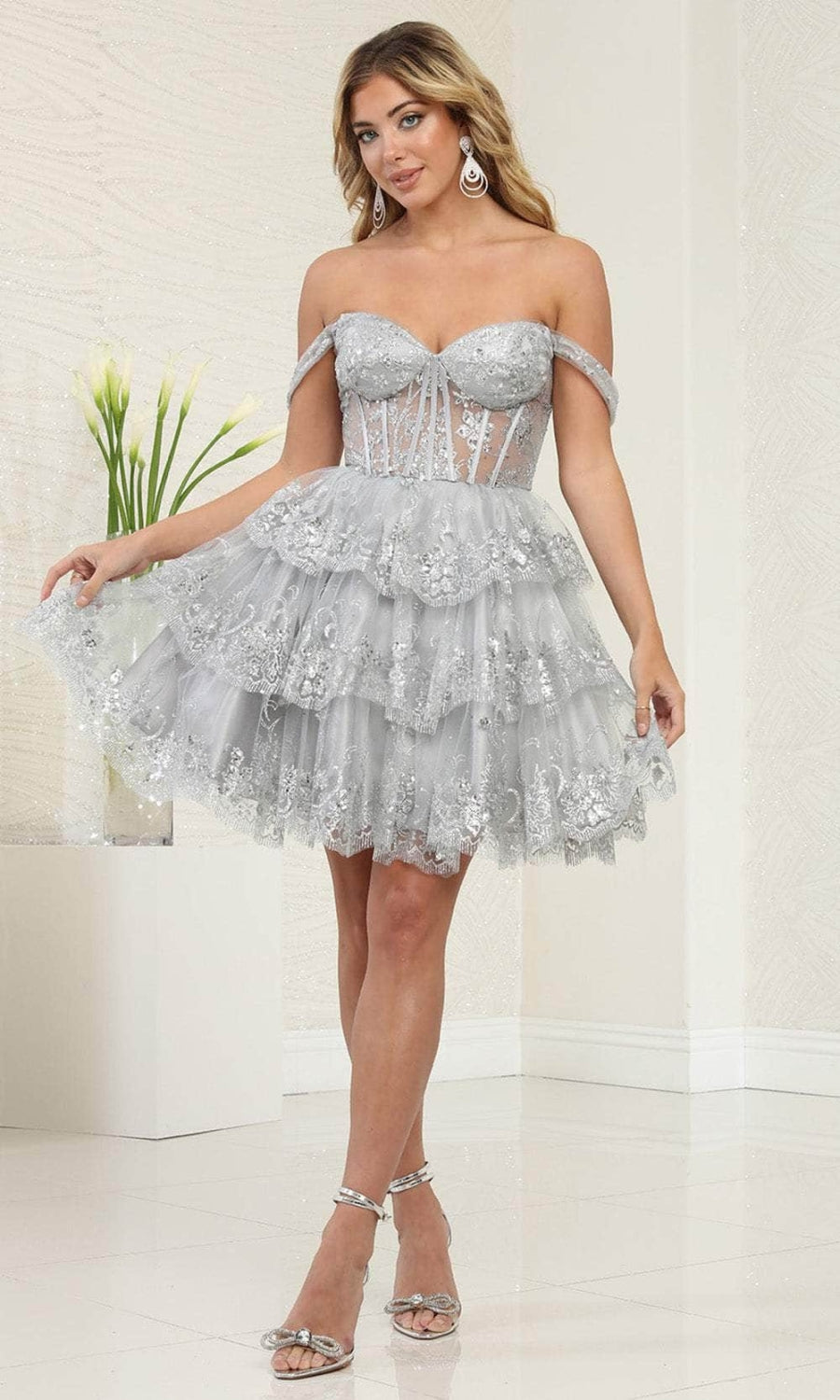 Vestido Corto de Cóctel May Queen MQ2094 - SILVER