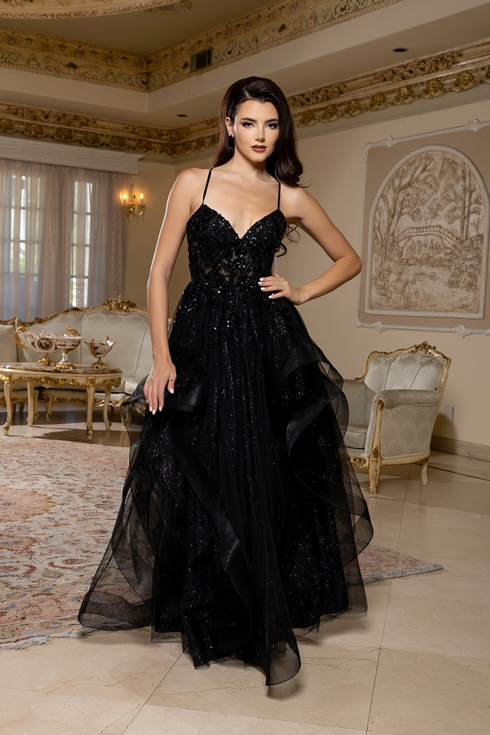Vestido de Noche May Queen MQ2203 - BLACK