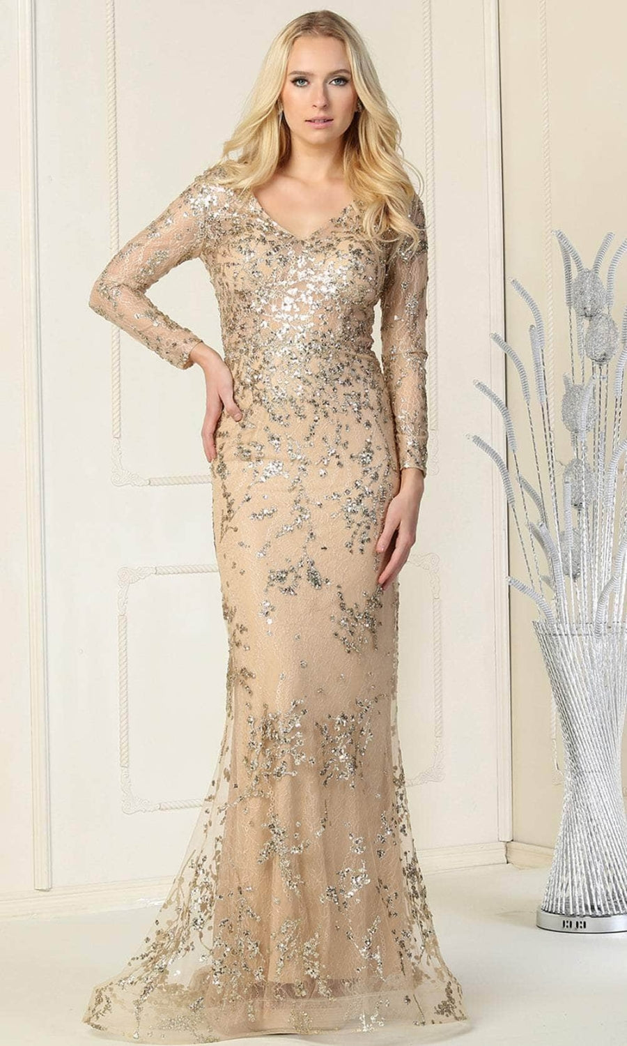 Vestido de Prom May Queen MQ1850 - CHAMPAGNE/GOLD