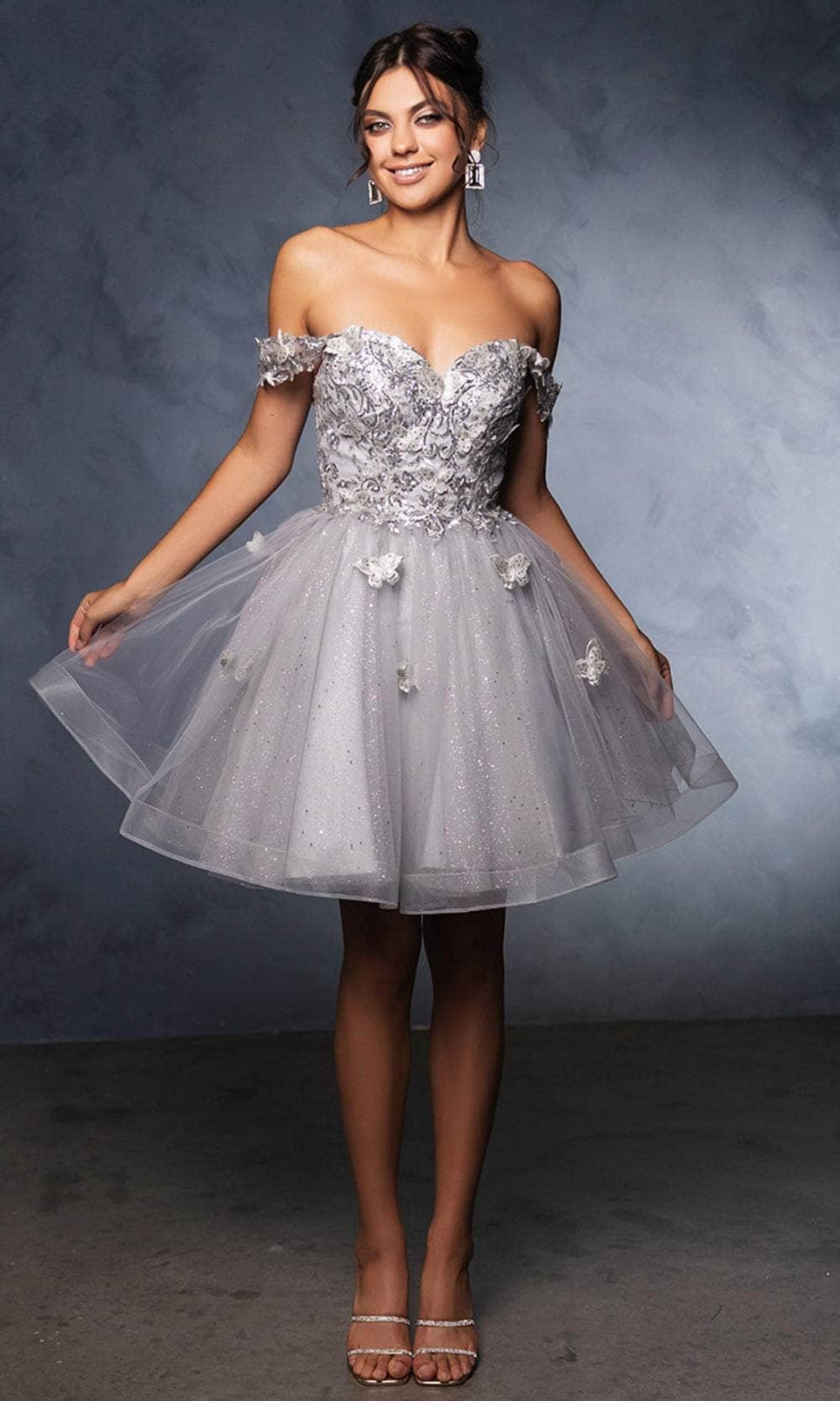 Vestido Corto de Cóctel May Queen MQ2105 - SILVER