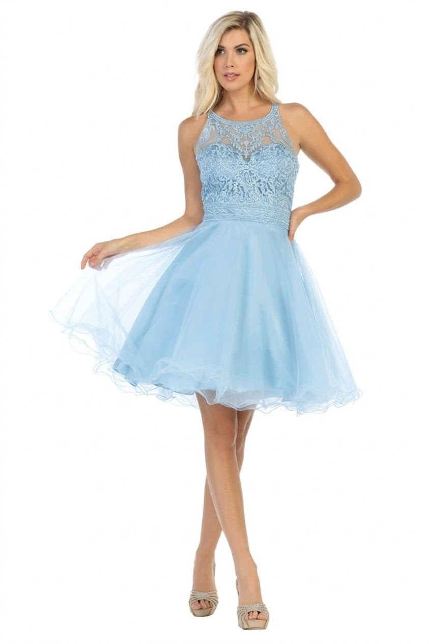 Vestido Corto de Cóctel May Queen MQ1658 - BABY BLUE