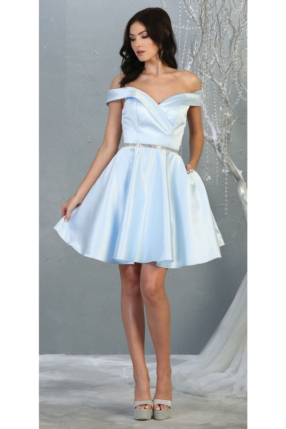 Vestido Corto de Cóctel May Queen MQ1815 - BABY BLUE