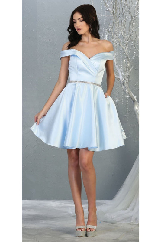 Vestido Corto de Cóctel May Queen MQ1815 - BABY BLUE