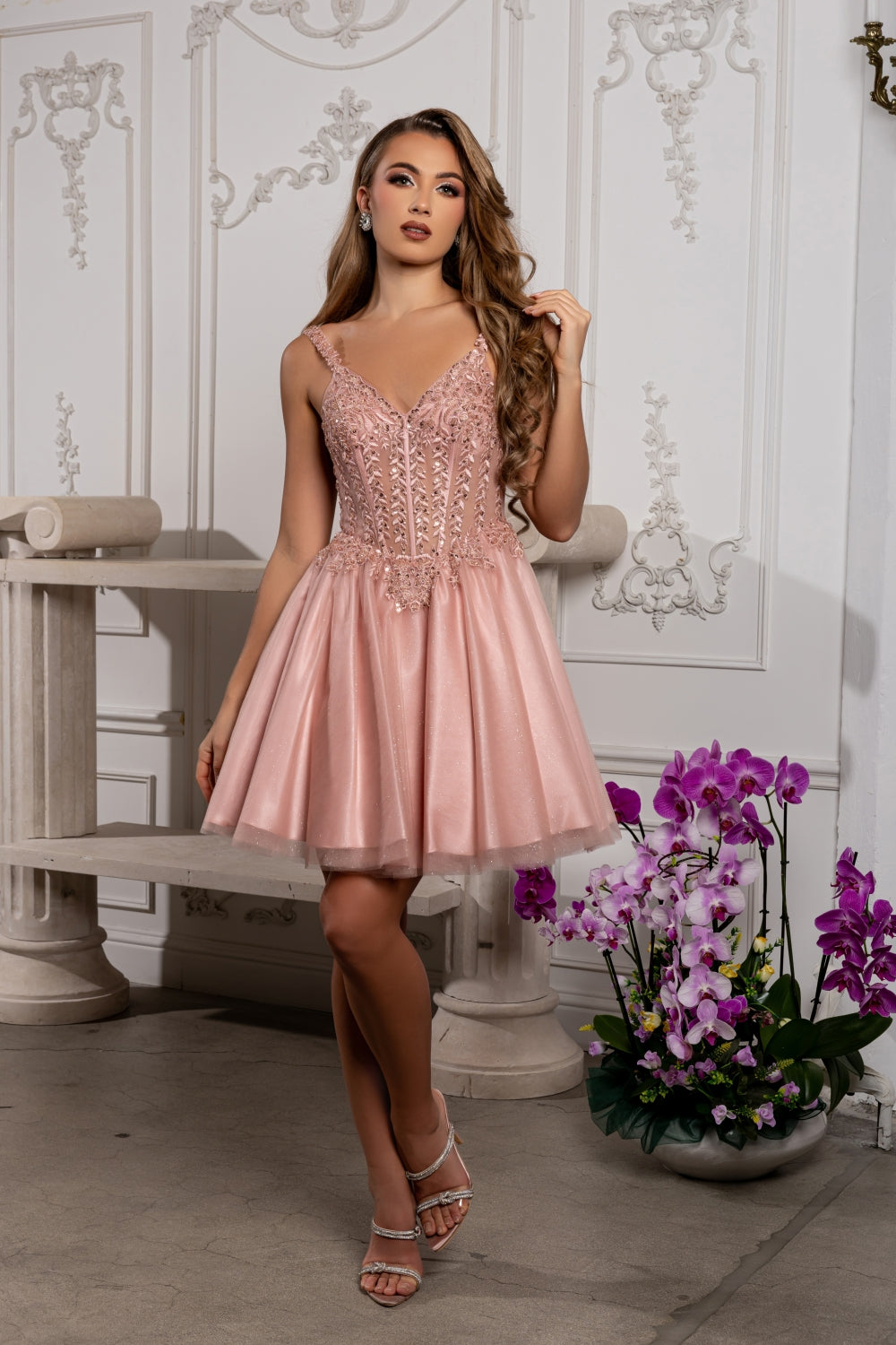 Vestido Corto de Cóctel May Queen MQ2231 - ROSE GOLD