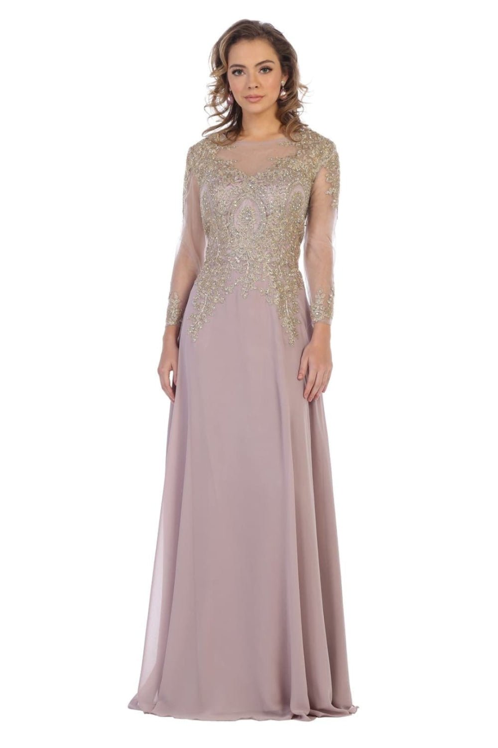 Vestido para Mamá de la Novia May Queen MQ1549 - MAUVE/GOLD
