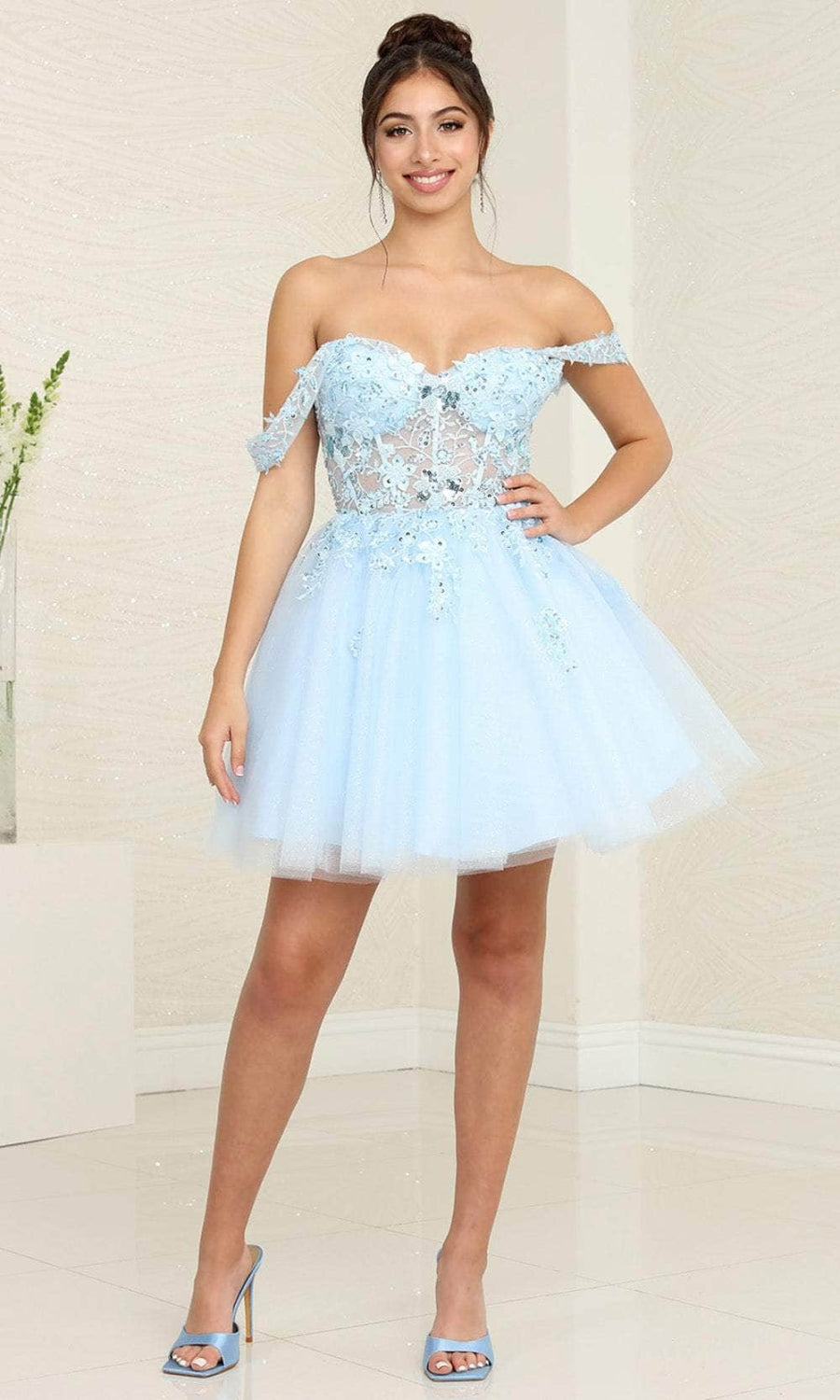 Vestido Corto de Cóctel May Queen MQ2091 - BABY BLUE