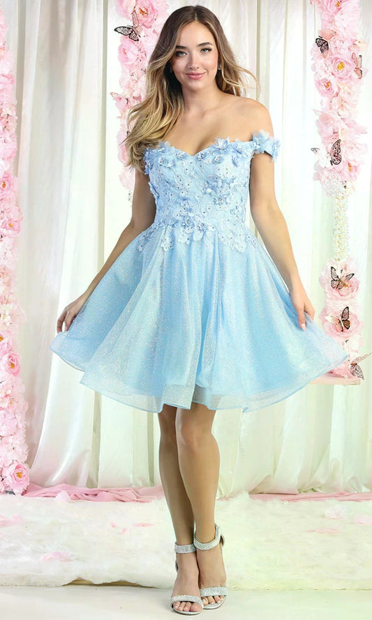 Vestido Corto de Cóctel May Queen MQ1854 - BABY BLUE