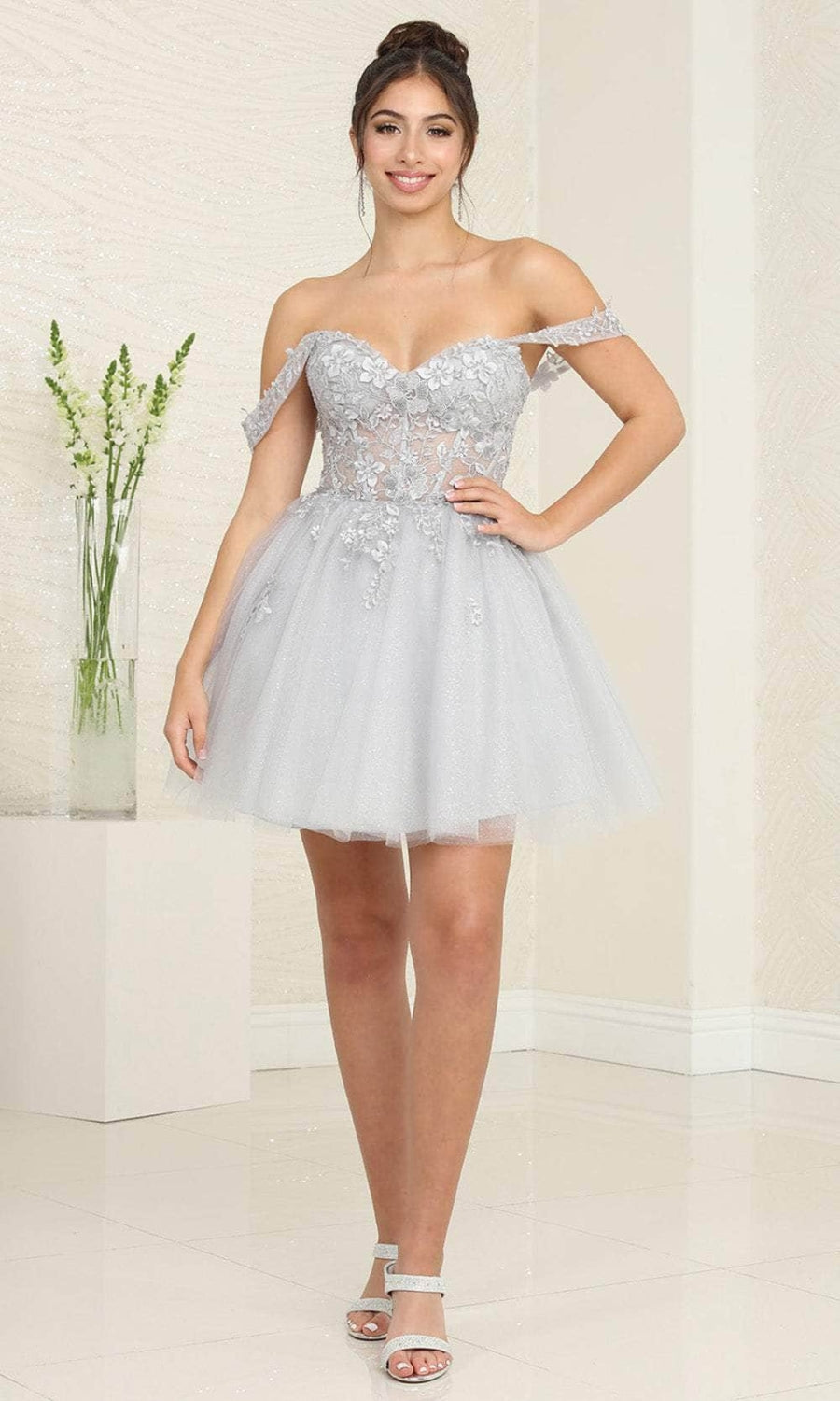 Vestido Corto de Cóctel May Queen MQ2091 - SILVER