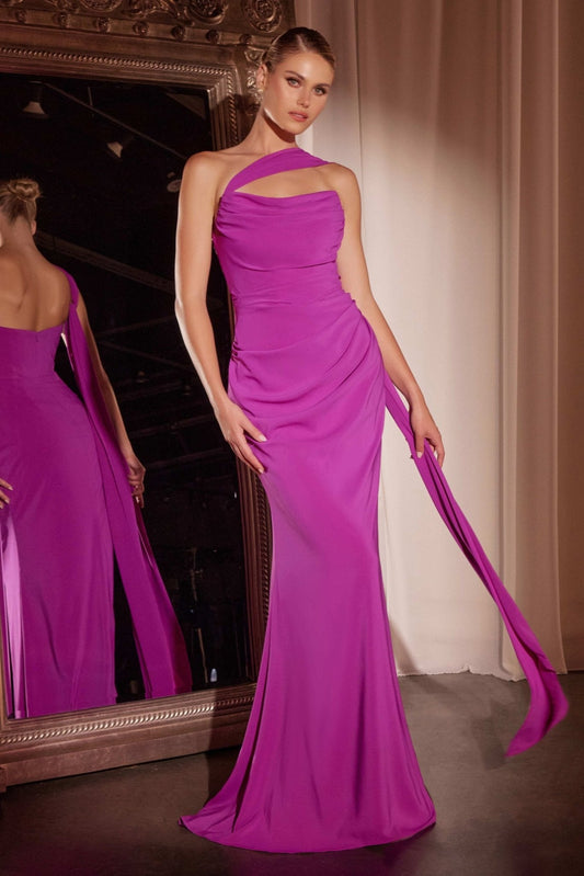 Vestido de gala strapless ajustado de gasa 7433