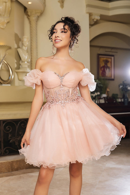 Vestido Corto de Cóctel May Queen MQ2164 - BLUSH