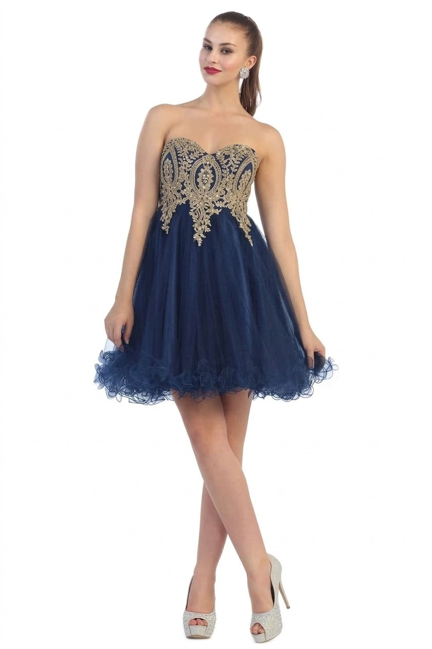 Vestido Corto de Cóctel May Queen MQ1414 - NAVY