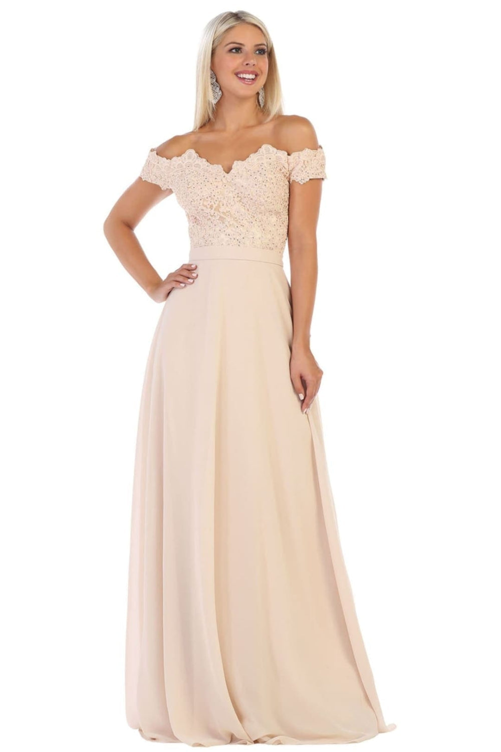 Vestido de Dama de Honor May Queen MQ1601 - CHAMPAGNE
