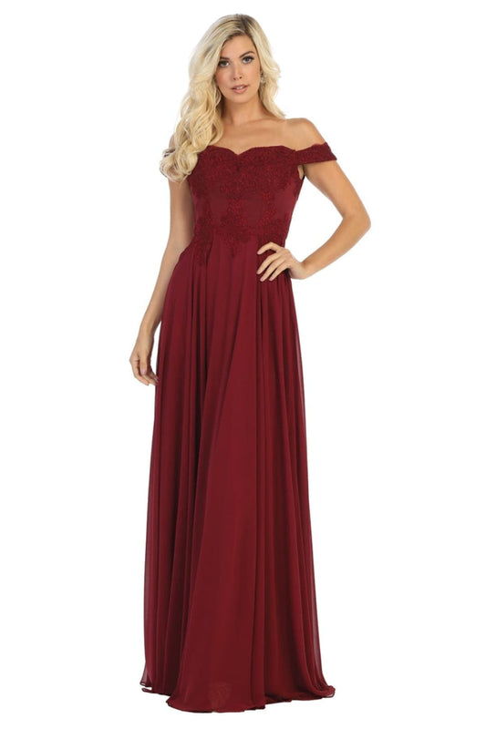 Vestido de Noche May Queen MQ1644 - BURGUNDY