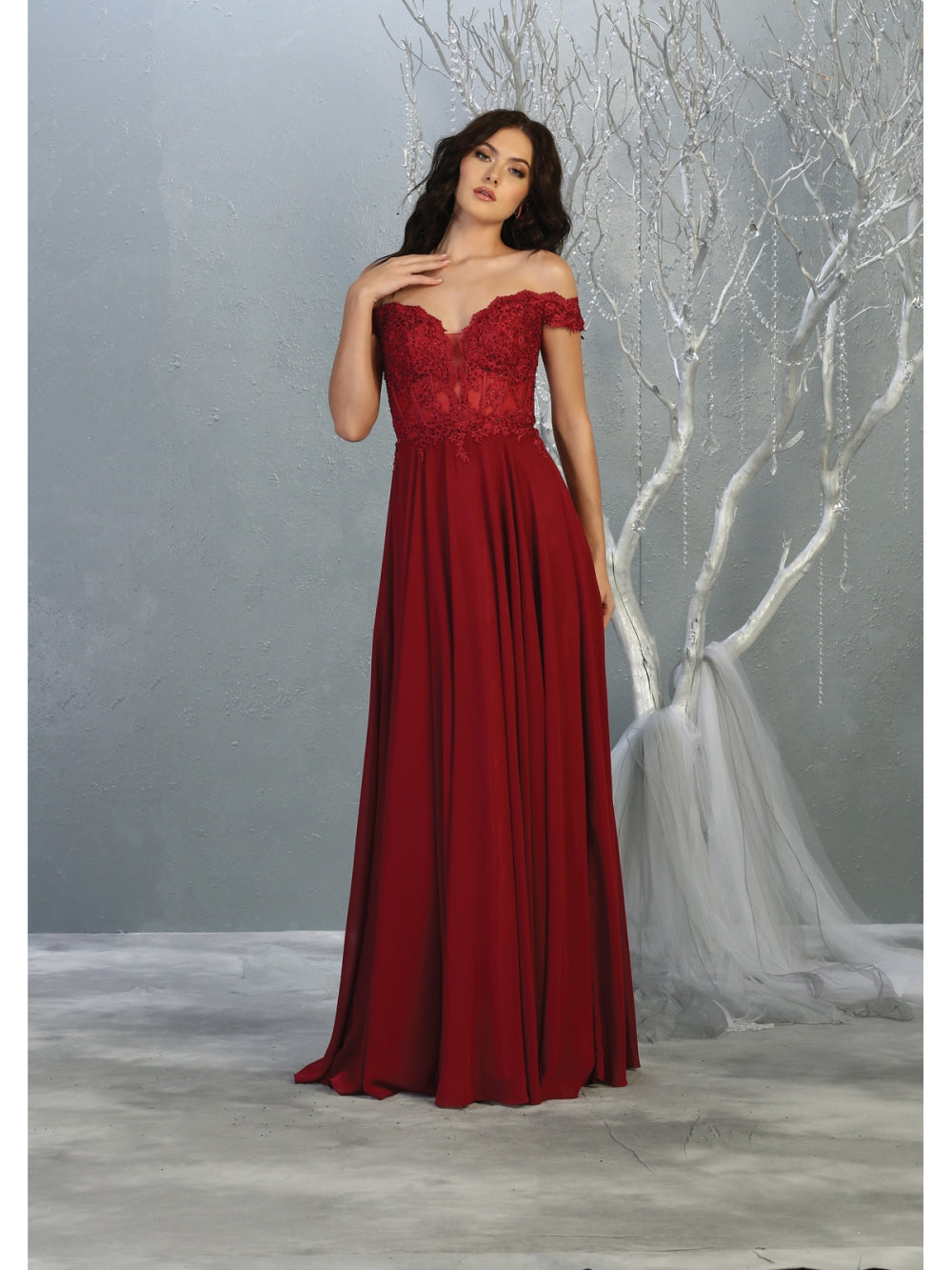 Vestido de Dama de Honor May Queen MQ1714 - BURGUNDY