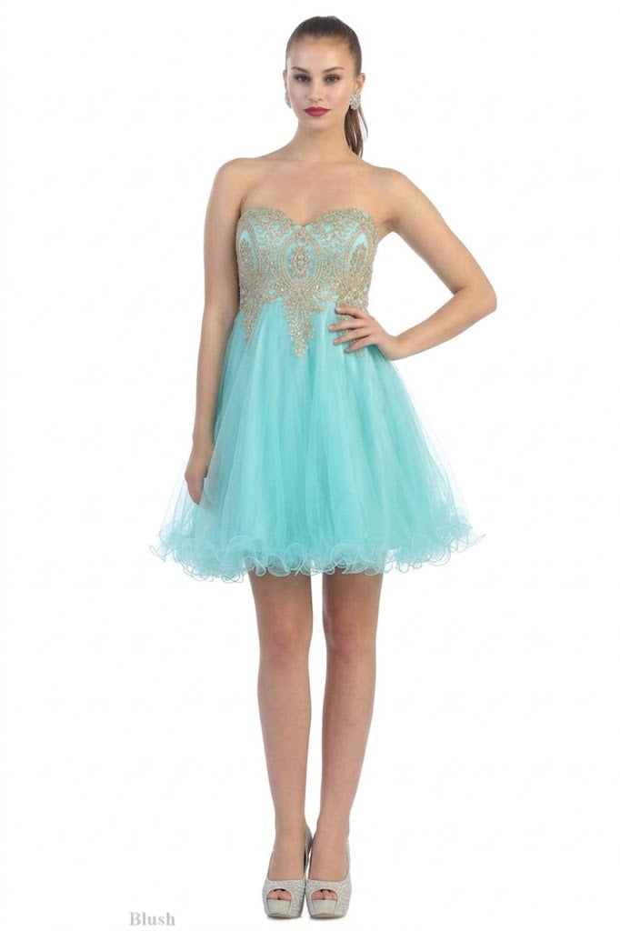 Vestido Corto de Cóctel May Queen MQ1414 - AQUA