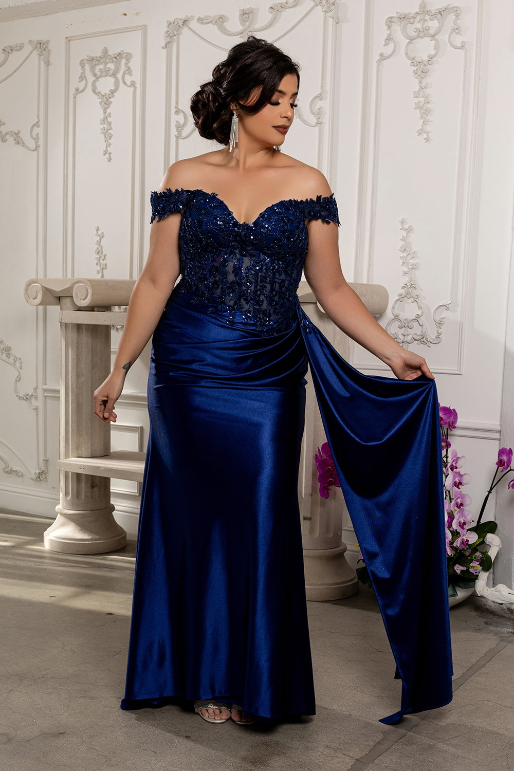 Vestido de Noche May Queen MQ2177 - NAVY
