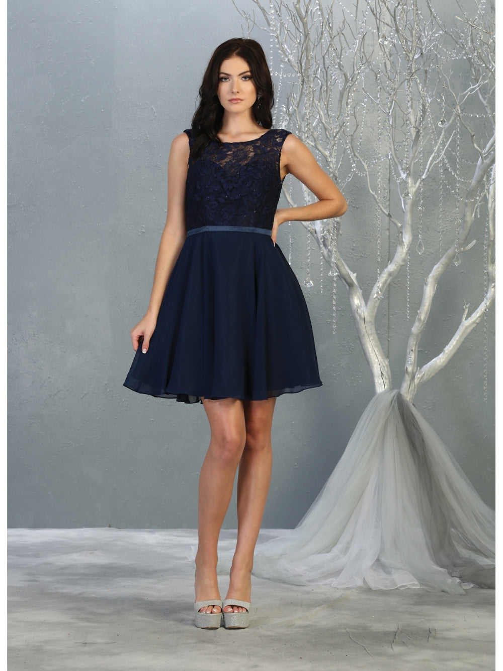 Vestido Corto de Cóctel May Queen MQ1814 - NAVY BLUE