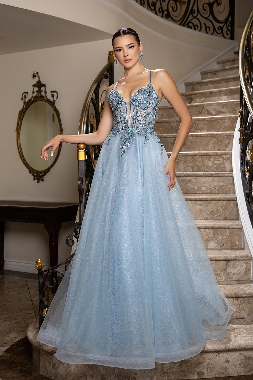 Vestido de Noche May Queen MQ2178 - DUSTY BLUE
