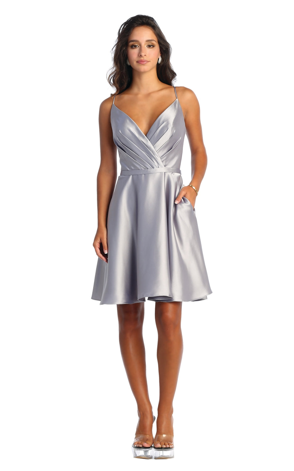 Vestido Corto de Cóctel May Queen MQ1882 - SILVER