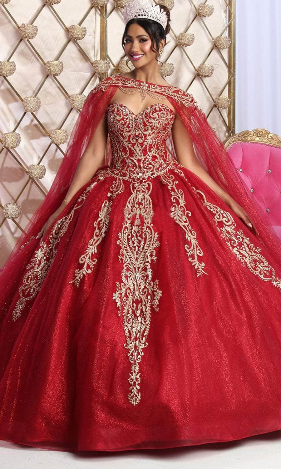 Vestido de XV Años Layla K LK230 - BURGUNDY/GOLD