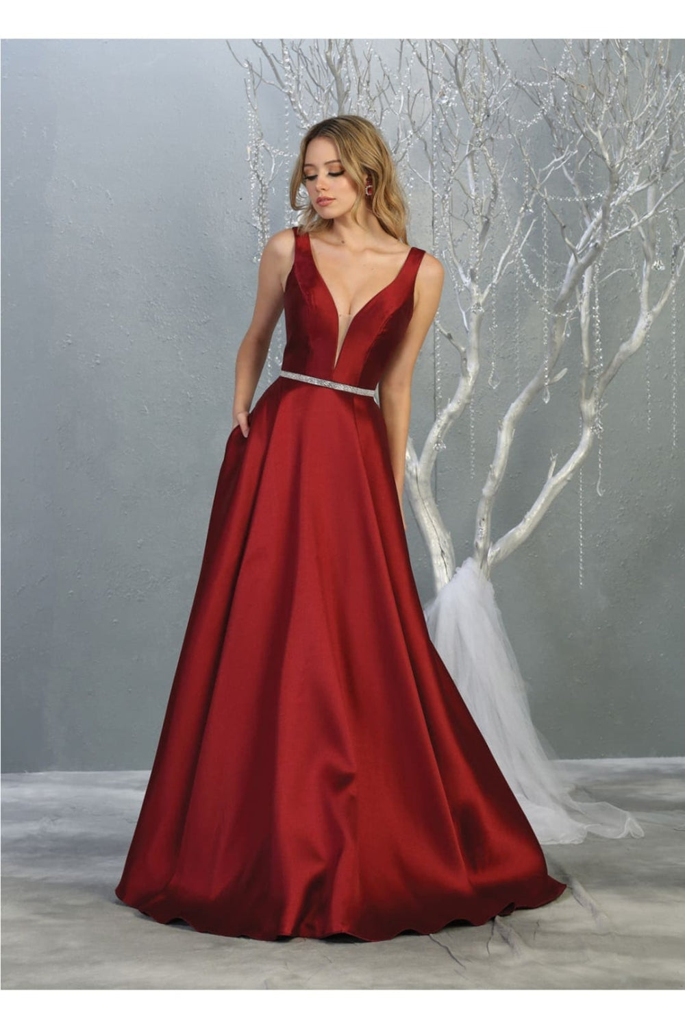Vestido de Prom May Queen MQ1683 - BURGUNDY