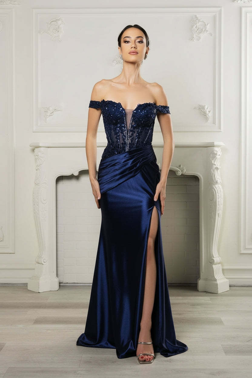 Vestido de Noche May Queen MQ2157 - NAVY